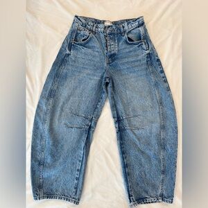 We The Free Good Luck Mid-Rise Barrel Jeans in Ultra Light Beam